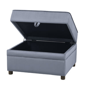 English Elm Grey Rectangle Storage Ottoman with Velvet Upholstery, Lift-Lid Safety Hinge, Plush Seat & Hidden Space B062P186558