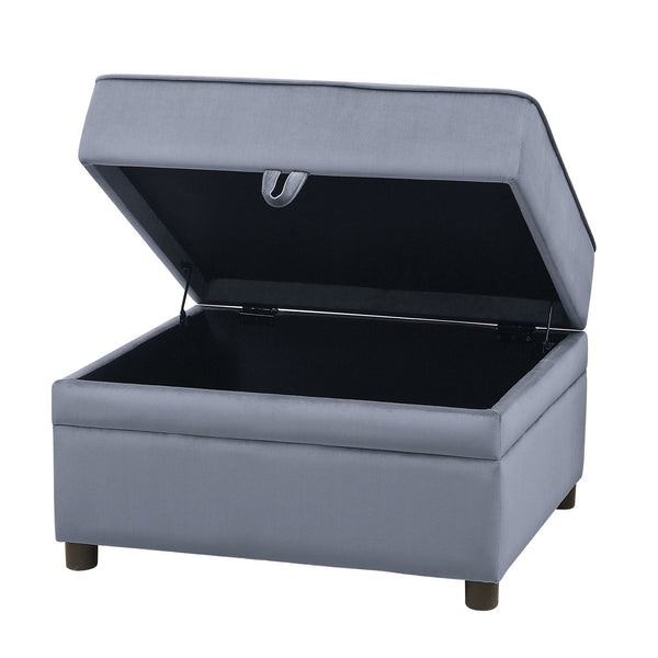 English Elm Grey Rectangle Storage Ottoman with Velvet Upholstery, Lift-Lid Safety Hinge, Plush Seat & Hidden Space B062P186558