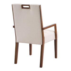 English Elm Upholstered Armchair Dining Chairs Rubberwood Frame Soft Padded Seat Set of 2 Beige,Walnut N768P391161W