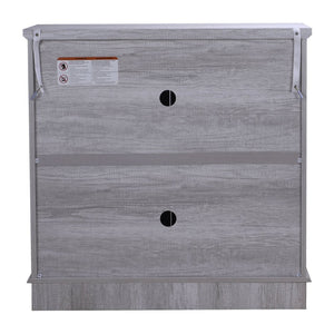 English Elm Elegant Mirrored Sideboard with Butterfly Carved Doors Wood Grain Finish Dining Storage Light Gray W2899P372740
