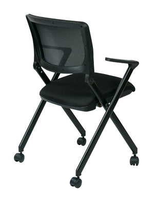 OSP Home Furnishings Folding Chair with Mesh Back Cushioned Seat and Metal Frame for Office or Conference Use FC8483-231