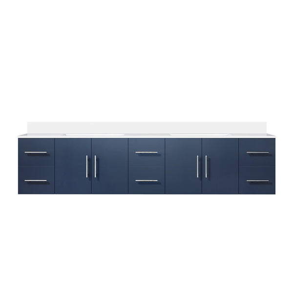 English Elm Navy Double Bath Vanity 84" W x 22" D with Cultured Marble Top, Solid Wood, Soft-Close Drawers, Ample Storage B2731P258759