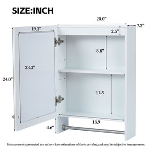 English Elm 3-in-1 Wall Medicine Cabinet with Soft Close Mirror Door Towel Bar and Adjustable Shelf N710P388096K