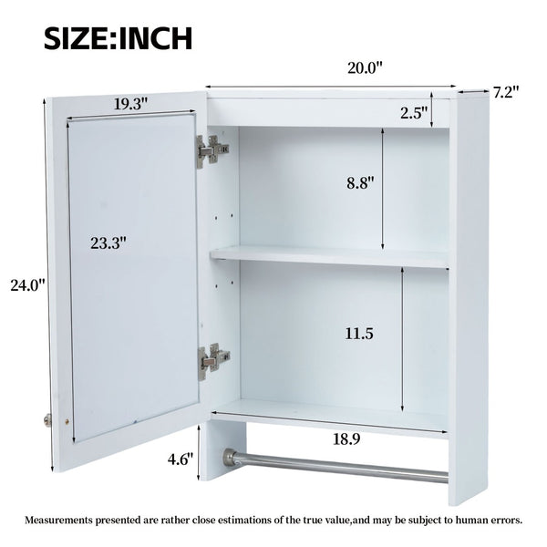English Elm 3-in-1 Wall Medicine Cabinet with Soft Close Mirror Door Towel Bar and Adjustable Shelf N710P388096K