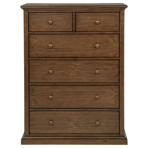 English Elm Anzio Six Drawer Chest Warm Wood Finish Bedroom Storage with Round Knob Hardware Brown B062P451786
