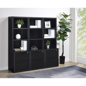 English Elm Geary Modular Three Piece Bookcase Wall Unit with Locking Drawers and Usb Charging Black B062S01703