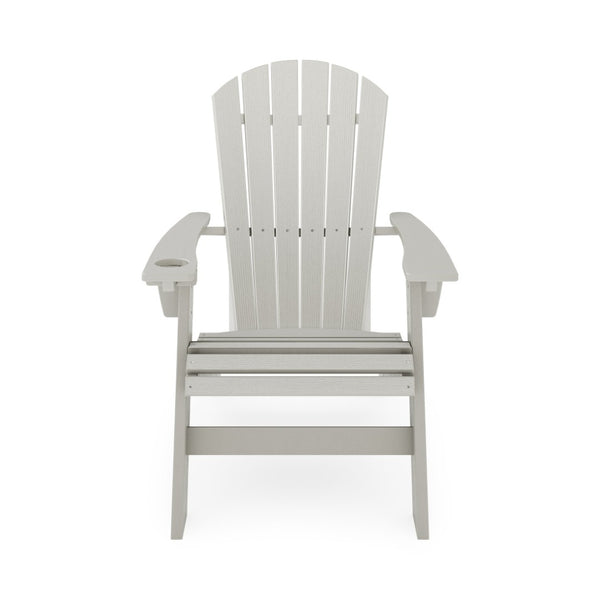English Elm Adirondack Hdpe Poly Lumber Chair with Cup Holder for Patio Garden Poolside Dark Gray B195P198767
