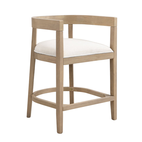 English Elm Christopher Knight Home® - Rubberwood Counter Stool Set of 2 with Upholstered U-Shaped Seats, Cutout Barrel Back, Eco Wood Finish Beige+Natural N771P197028A