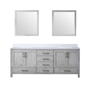 English Elm Distressed Grey Double Bath Vanity 80" W x 22" D with Cultured Marble Top, Soft-Close Storage, Mirror Included B2731S00895