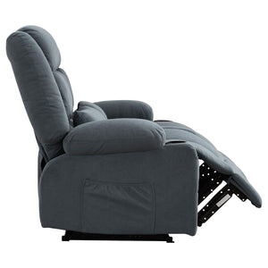 English Elm Recliner Oversized Manual Loveseat with Cup Holders and Side Pocket, Ergonomic 150° Recline, 600lb Capacity Blue W1521S00075