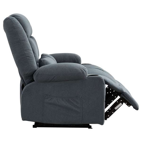 English Elm Recliner Oversized Manual Loveseat with Cup Holders and Side Pocket, Ergonomic 150° Recline, 600lb Capacity Blue W1521S00075