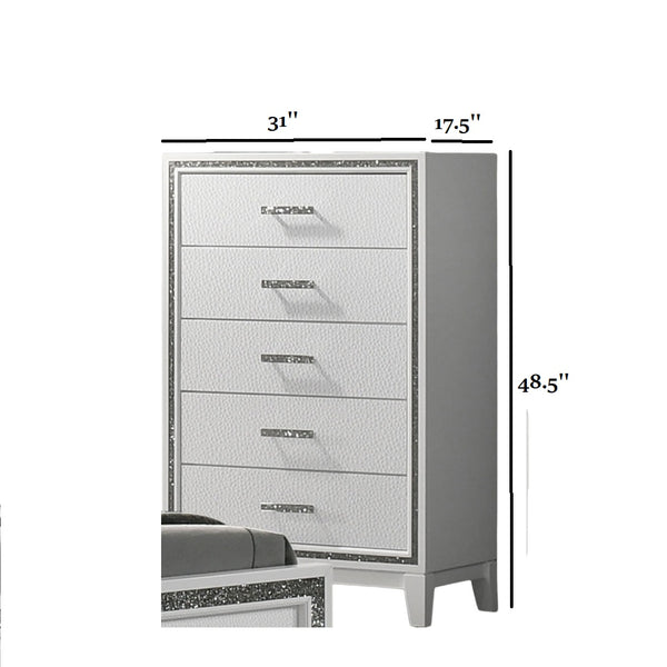 English Elm Contemporary Chic Chest with Gold Accents, Acrylic Trim, Metal Bracket Legs and Dust‑Proof Drawers White 21 L x 35 W x 49 H B2741P372211