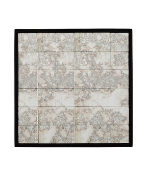 Currey & Company Mosaico Accent Table - Handcrafted Antique Mirror Tiles In Black Mango Wood Frame, Stylish Design Silver Mango Wood ,Glass 3000-0328-currey-company