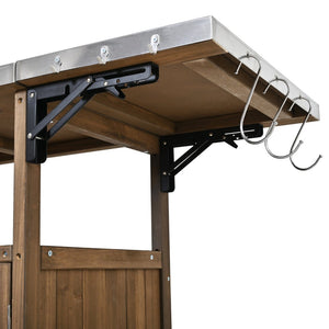 English Elm 54.33" Farmhouse Outdoor Kitchen Cart Solid Fir Frame Steel Top Storage Bbq Prep Natural N767P379702A