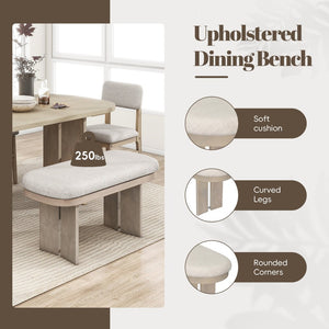 English Elm Topmax Rubberwood Six Piece Dining Set with Bench Linen Upholstered Modern Farmhouse SP000083AAD