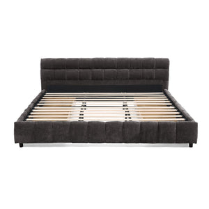 English Elm California King Platform Bed Chenille Upholstered Frame with Storage Drawers Modern Dark Gray W487S00421
