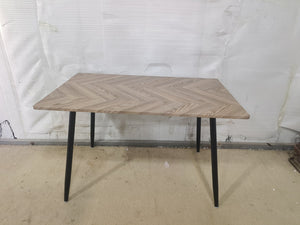 English Elm Modern MDF wood dining table with black metal legs — compact 4-6 seater, waterproof, anti-scratch, 300lb capacity, easy assembly W3732P370642