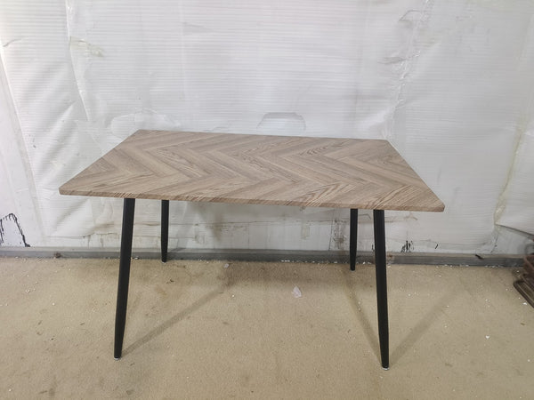 English Elm Modern MDF wood dining table with black metal legs — compact 4-6 seater, waterproof, anti-scratch, 300lb capacity, easy assembly W3732P370642