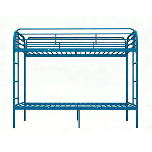 English Elm Metal Twin Over Bunk Bed Heavy Duty Frame Dual Ladder Kids Shared Room Blue W3752P412381