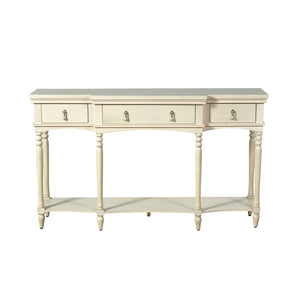 English Elm [video] Solid Pine Console Table Ornate Carved Legs Copper Hardware Soft-close Drawers White N759P433566K