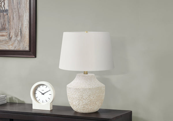 English Elm Lighting, 20" Modern Table Lamp With Cream Concrete Base & Ivory Shade For Stylish Home Decor B2710P220145