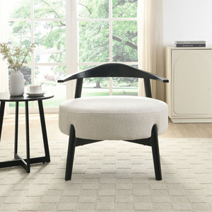 English Elm Christopher Knight Home® - Upholstered Nordic Accent Chair Beige with Black Frame — Modern 300lb Capacity Reading Armchair for Sunroom N779P264850B