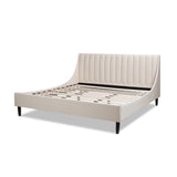 English Elm Aspen Vertical Tufted Headboard Platform Bed Set, King, Light Beige Linen