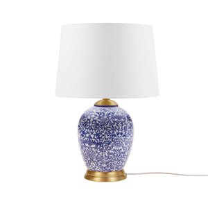 English Elm Blue Ceramic Ginger Jar Table Lamp with Classic Porcelain Base, Fabric Shade, 22.5" Height, Cord B035P280528