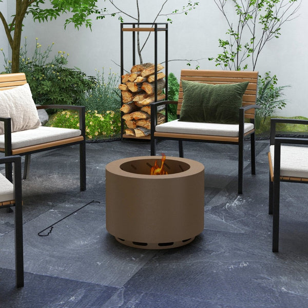 English Elm Outsunny 19 Inch Stainless Steel Wood Burning Fire Pit with Secondary Combustion Design W2225P174294