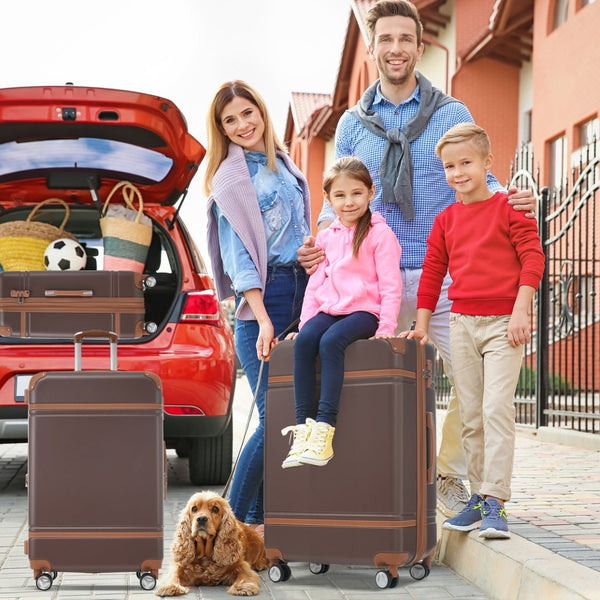 English Elm Hardshell 3 Piece Luggage Set Abs Spinner Suitcase with Tsa Lock Carry on Travel Brown N732P171583O