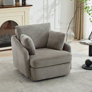 English Elm 40.55"w Oversized Swivel Lounge Chair Corduroy Upholstered Club Seat for Living Room Gray W1298P202214