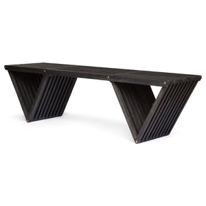 English Elm Metropol Solid Acacia Outdoor Bench with Open Slat Seat and Geometric Hardwood Base N769P371877G