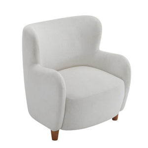 English Elm Christopher Knight Home® - Lucia Velvet Wingback Armchair with Pocket Spring Cushion, Mid-Century Birch Legs, Luxe Comfort White 31.5 L x 30.75 W x 30.5 H N776P205426W