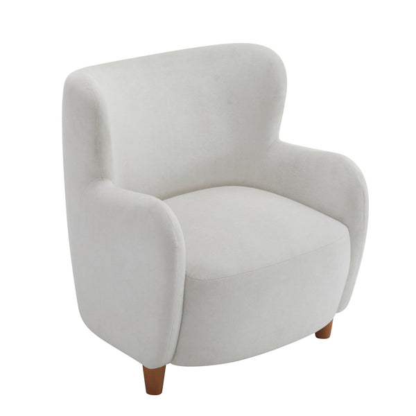 English Elm Christopher Knight Home® - Lucia Velvet Wingback Armchair with Pocket Spring Cushion, Mid-Century Birch Legs, Luxe Comfort White 31.5 L x 30.75 W x 30.5 H N776P205426W