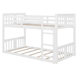 English Elm Twin Over Kids Bunk Bed Solid Pine Frame Gray Finish with Safety Guardrail N708P242163K