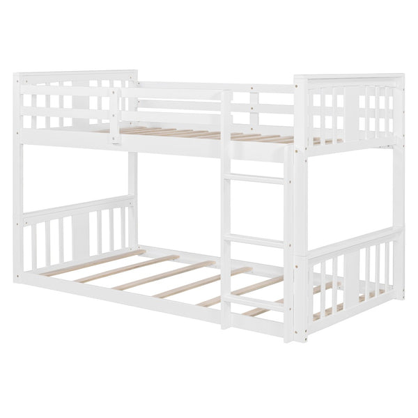 English Elm Twin Over Kids Bunk Bed Solid Pine Frame Gray Finish with Safety Guardrail N708P242163K