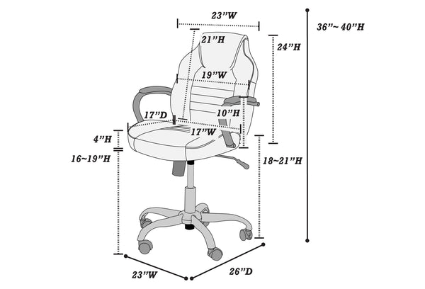 English Elm Gaming Ergonomic Office Chair Blue Black Faux Leather Racing Style Adjustable Height Wheels Padded Arms B011P367182