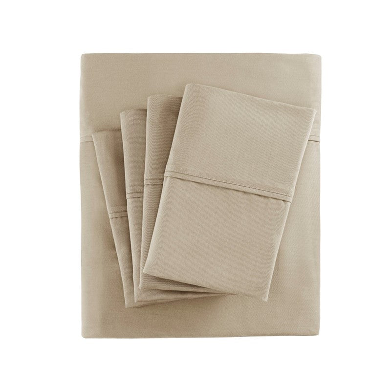 English Elm Cotton Blend Sateen Sheet Set — Peachy Soft 56% Cotton 44% Polyester, OEKO-TEX, Fade-Shrink Wrinkle Resistant B03599206