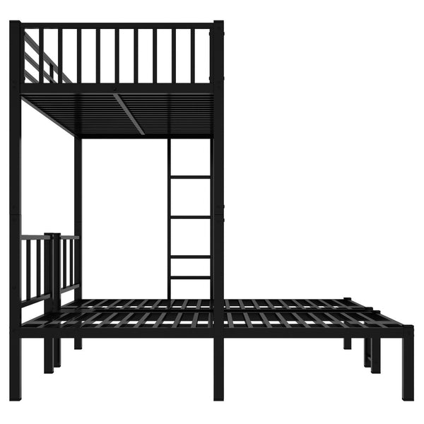 English Elm Twin Metal Triple Bunk Bed With Built-In Shelving, Space-Saving Design For Kids & Guests, Black Finish W1580S00118-GIGA