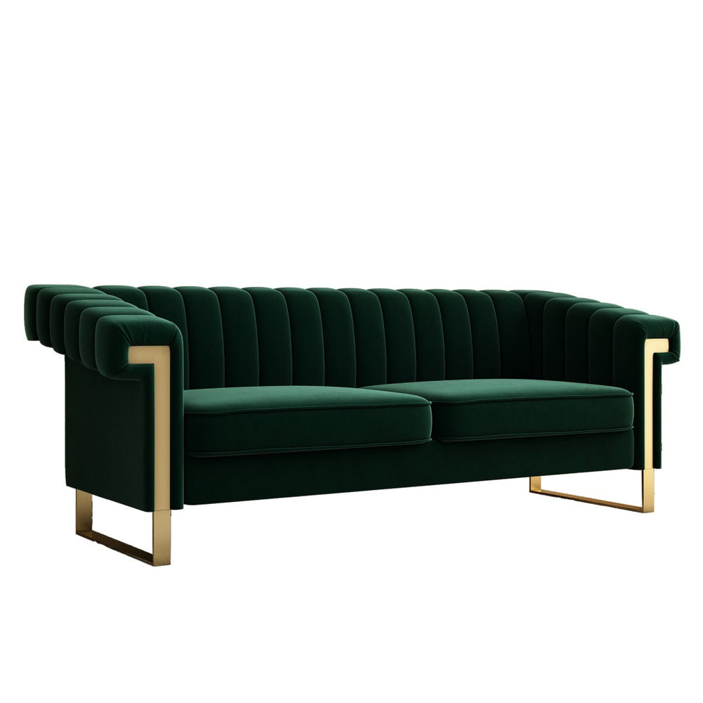 English Elm Fx-p81-zj-rg2 Channel Tufted Velvet Sofa with Gold Accents for Modern Living Rooms W576137039