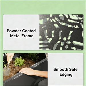 English Elm Raised Metal Garden Bed with Tall Diamond Trellis Powder Coated Outdoor Privacy Planter T3971P455101
