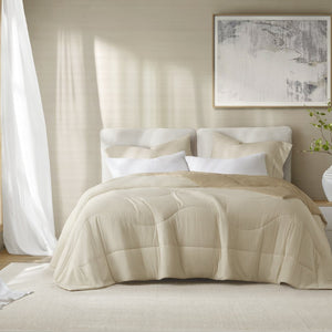 English Elm 1-piece Reversible Tencel Fill Comforter with Sculptural Weave for Full Queen Beds Linen B035P408279