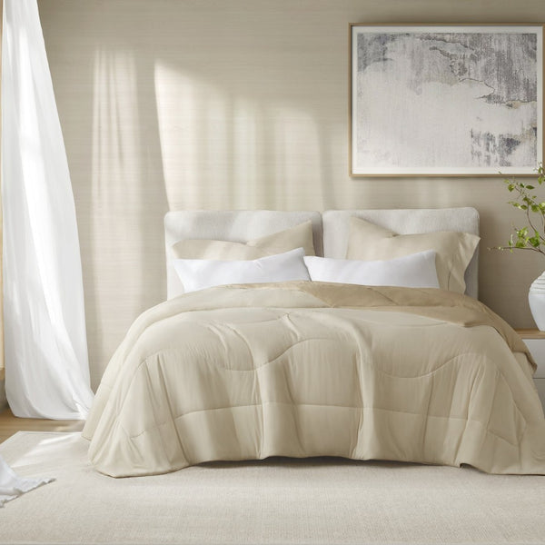 English Elm 1-piece King Reversible Tencel Fill Comforter with Sculptural Weave Cooling Texture Linen B035P408280