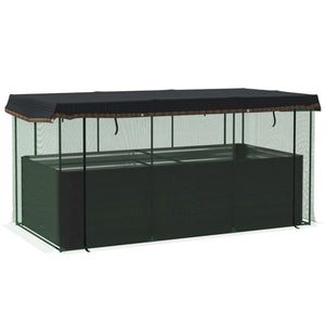 English Elm Raised Galvanized Steel Garden Bed with Crop Cage Shade Cloth and Bottomless Design T3971P422472