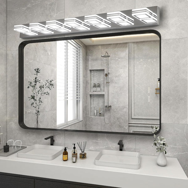 English Elm 45" Modern Chrome 7-Light Led Vanity Light Fixture - Elegant Wall-Mount Design For Bright Bathroom Illumination W2312P374882