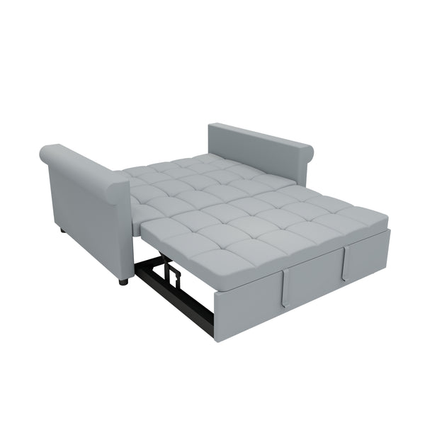 English Elm 2-SEATER Velvet Loveseat Sleeper Sofa Bed Gray - Compact Pull-Out Couch with Side Pocket, 6-Angle Backrest W1867P315755