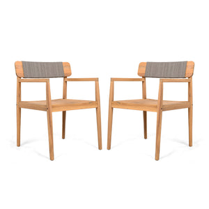 English Elm Christopher Knight Home® - 4-Piece Patio Furniture Set Braided Acacia Wood Dining Chairs with All-Weather Rope, Stylish Outdoor Seating Grey,Teak N770P269704G004