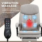 English Elm Vinsetto Microfibre Executive Massage Office Chair, Swivel Computer Desk Chair, Heated Reclining Computer Chair With Lumbar Support Pillow, Light Gray