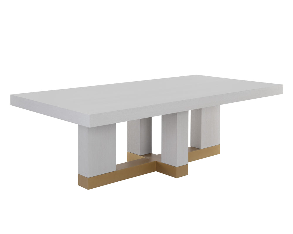 Sunpan Greco 94.5" Contemporary Dining Table with Gauntlet Grey Wood Top & Rustic Bronze Base Accent