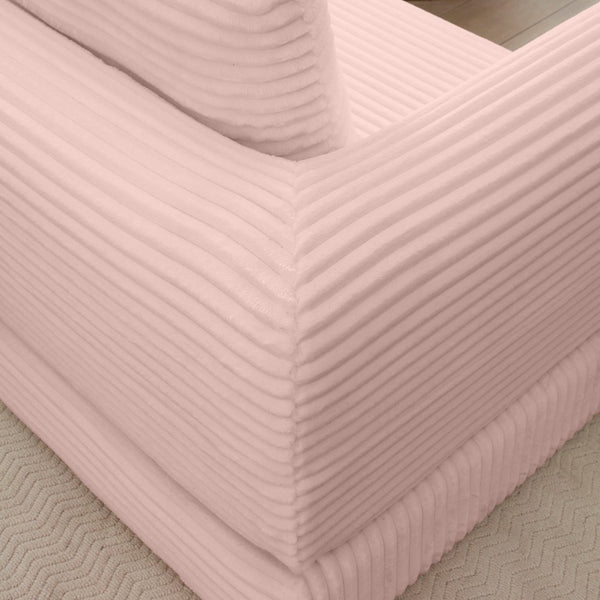 English Elm 2-in-1 Corduroy Futon Sofa Sleeper with Foam Fill and Modular Floor Profile Pink W1117P417305